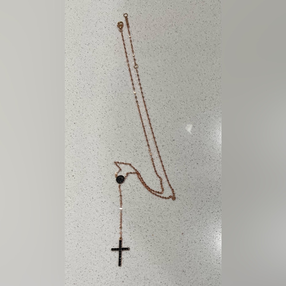 Lana Jewelry rose gold black diamond cross art necklace